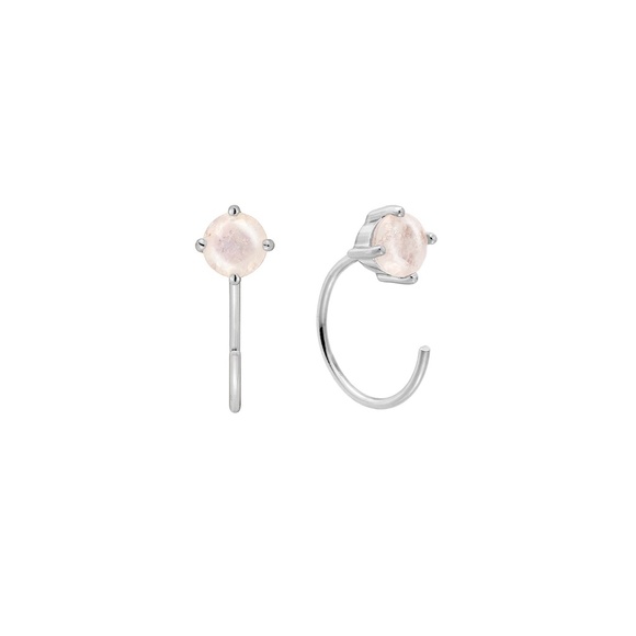 Moonstone Huggie Hoop Earrings - Picture 1 of 1